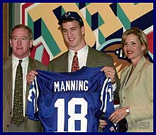 Peyton Manning with his Mom and Dad on Draft Day